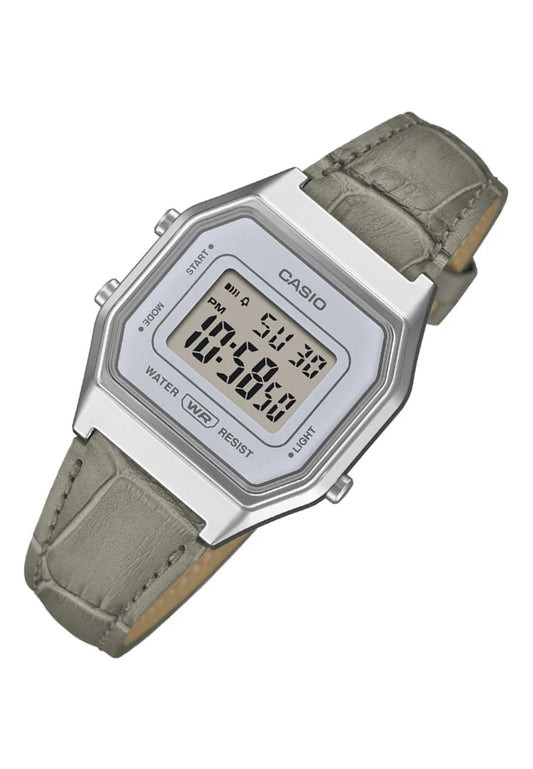 Casio Men's Digital Watch with Grey Leather Strap, LA680WEL-8A2DF