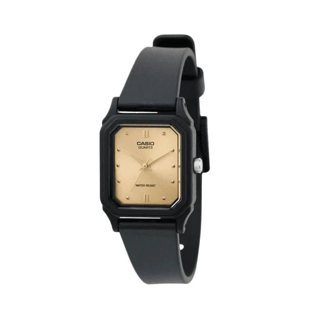 Casio, Women's Watch Analog, Gold Dial Black Resin Band, LQ-142E-9ADF product image