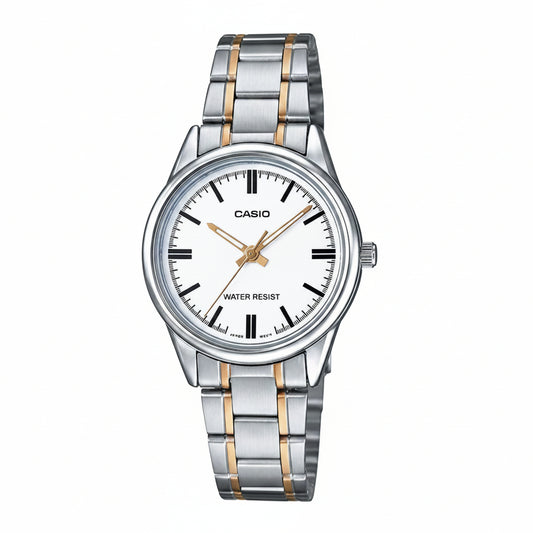 Casio Women's Watch Analog, White Dial Silver Stainless Steel Strap, LTP-V005SG-7AUD