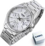Casio Men's Watch Analog, Silver Dial Silver Stainless Steel Strap, MTP-1375D-7AVDF