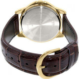 Casio Men's Watch Analog, Champagne Dial Brown Leather Strap, MTP-V004GL-9AUDF