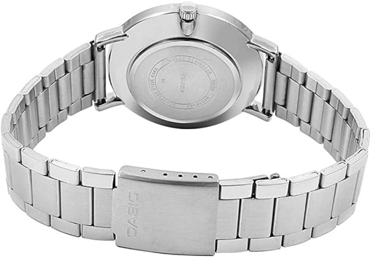 Casio Men's Watch Analog, Black Dial Silver Stainless Steel Strap, MTP-VT01D-1BUDF