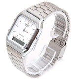 Casio Vintage Unisex Watch Analog-Digital White Dial With Silver Stainless Steel Band, AQ-230A-7DMQD