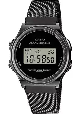 Casio, Unisex Watch Digital Black Dial Black Stainless steel Band, A171WEMB-1ADF