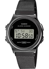 Casio, Unisex Watch Digital Black Dial Black Stainless steel Band, A171WEMB-1ADF