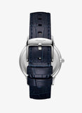 Lee Cooper Men's Analog Watch with Silver Dial and Dark Blue Leather Band, LC08379.339