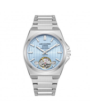 Lee Cooper Men's Automatic Watch Blue Dial with Silver Metal Band, LC08229.300