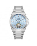 Lee Cooper Men's Automatic Watch Blue Dial with Silver Metal Band, LC08229.300