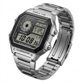 Casio Men's Watch Digital, Black Dial Silver Stainless Steel Strap, AE-1200WHD-1AVD