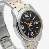 Casio Men's Watch Analog, Black Dial Silver & Gold Stainless Steel Strap, MTP-1314SG-1AVD