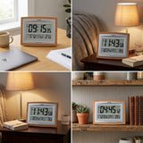 Casio Wall & Table Clock, Digital Display, Silver & Wood Grain Pattern, ID-15SA-5DF