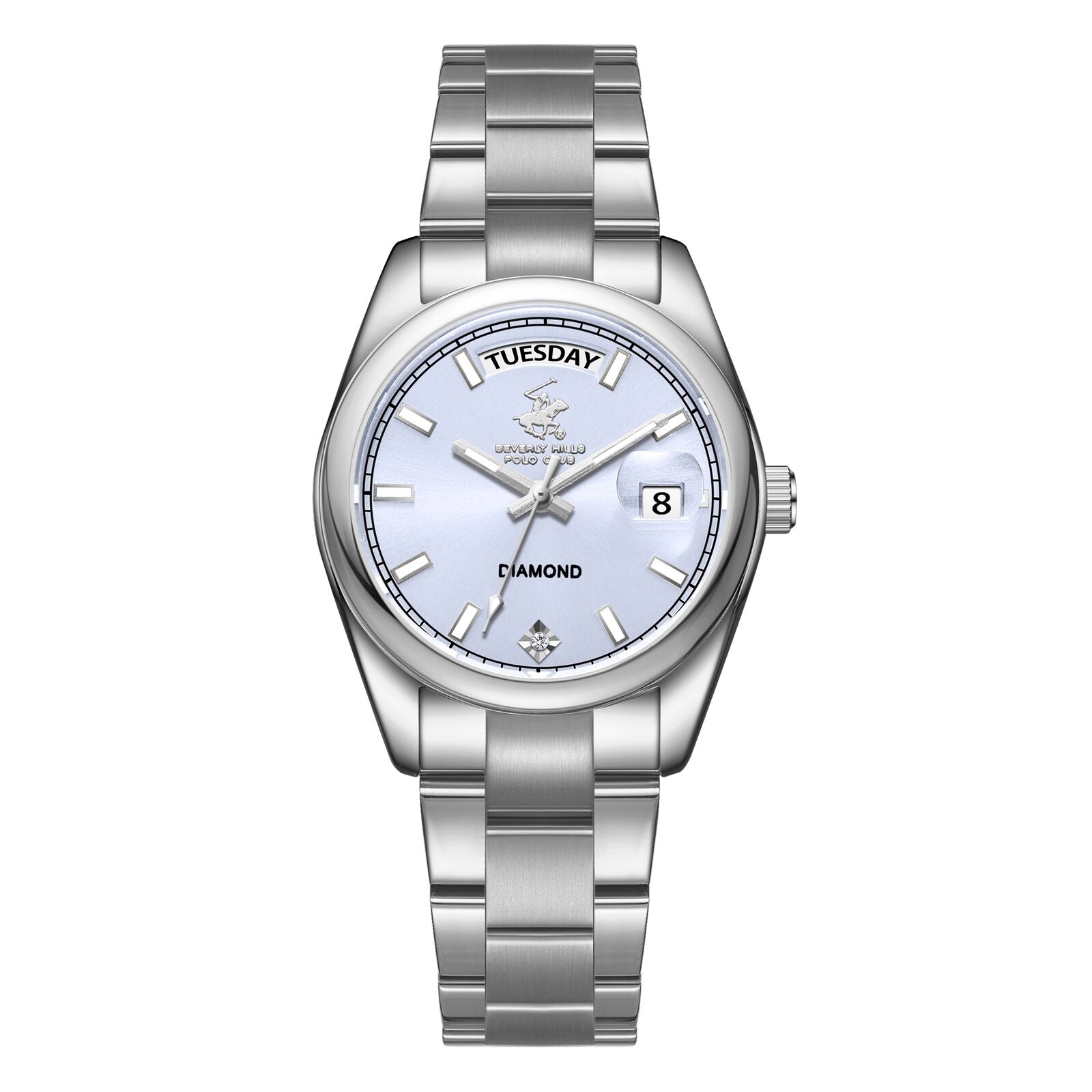 Beverly Hills Polo Club Women's Watch Analog White Dial with Silver Stainless Steel Band, BP3709X.360