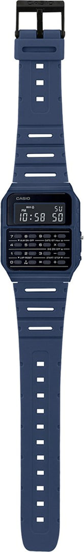 Casio Unisex Calculator Digital Watch, Black Dial Blue Resin Strap, CA-53WF-2BDF