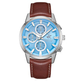 Beverly Hills Polo Club Men's Watch Analog Blue Dial with Brown Leather Band, BP3666X.302
