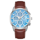 Beverly Hills Polo Club Men's Watch Analog Blue Dial with Brown Leather Band, BP3666X.302