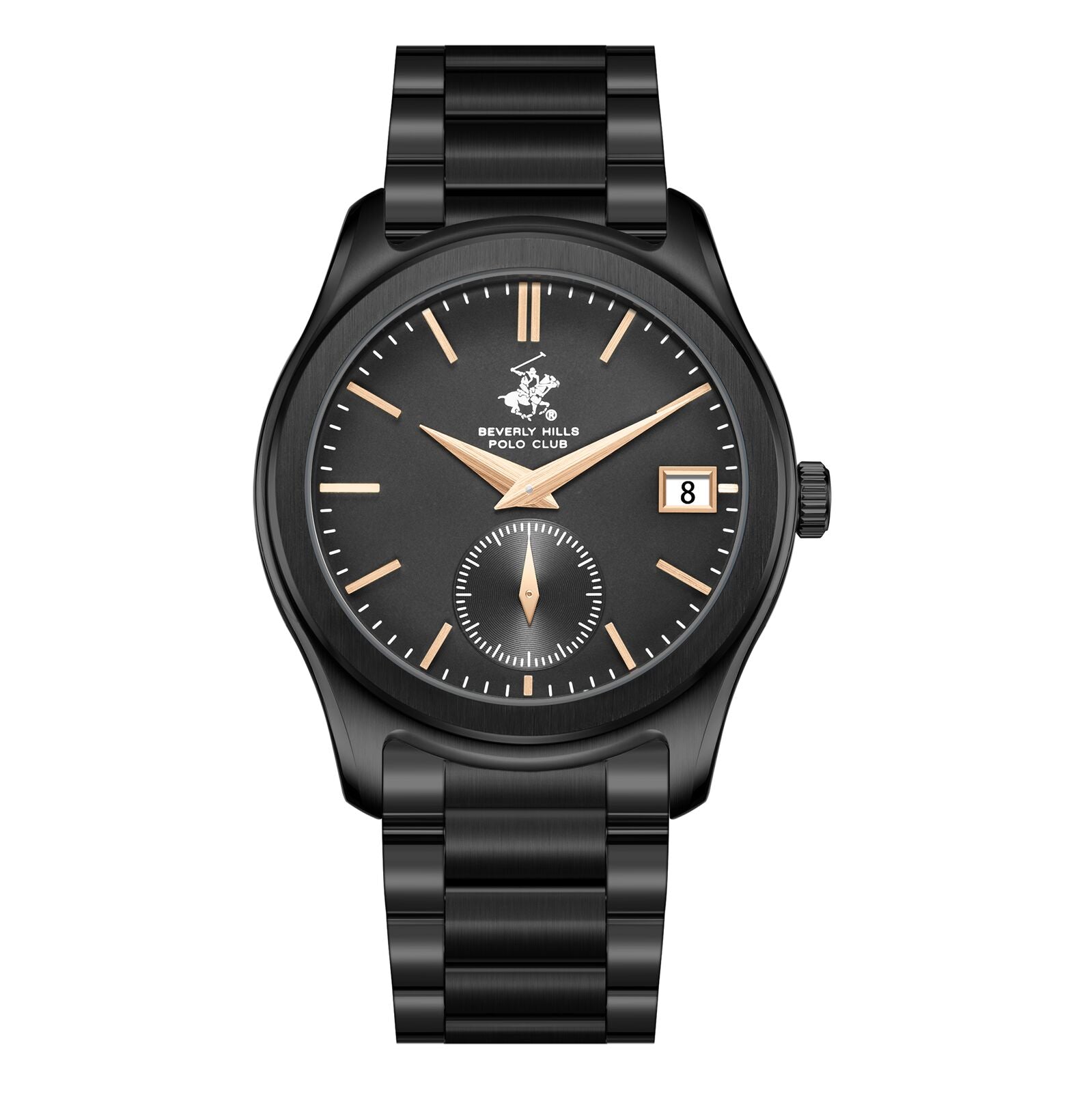 Beverly Hills Polo Club Men's Watch Analog Black Dial with Black Stainless Steel Band, BP3772X.060
