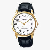 Casio Men's Watch Analog, Black Dial Black Leather Strap, MTP-V001GL-7BUD