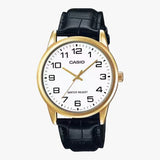 Casio Men's Watch Analog, Black Dial Black Leather Strap, MTP-V001GL-7BUD
