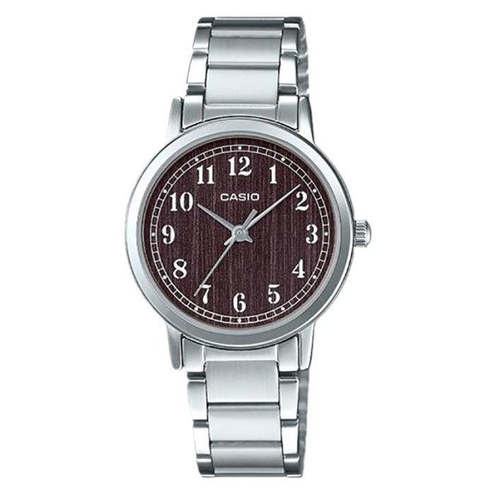 Casio, Women’s Watch Analog, Brown Dial Silver Stainless Steel Band, LTP-E145D-5B1DF