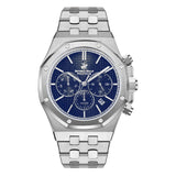 Beverly Hills Polo Club Men's Watch Analog Blue Dial with Silver Stainless Steel Band, BP3051X.391