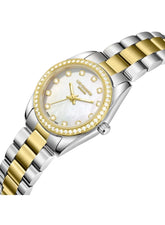 Lee Cooper Women's Analog Watch with White Mother Of Pearl Dial and Two Tone Stainless Steel Band, LC08155.220