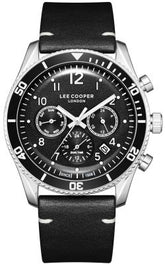 Lee Cooper Men's Multifunction Watch Black Dial With Black Leather Strap,LC08260.351