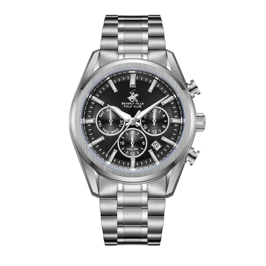 Beverly Hills Polo Club, Men's, Analog Watch, Black Dial, with Stainless Steel Band, BH-BP3698X.350