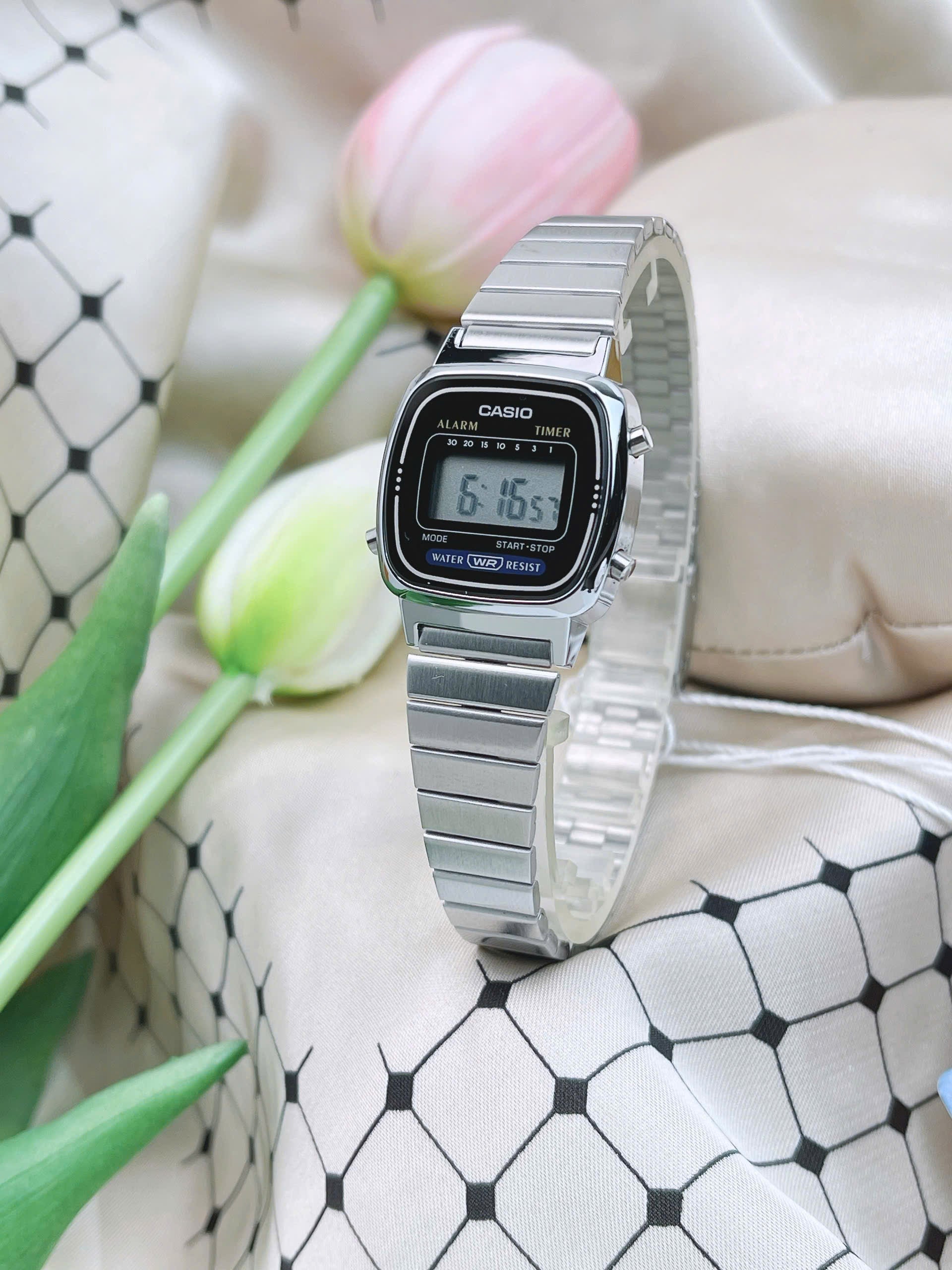 Casio Women's Watch Digital, Black Dial Silver Stainless Steel Strap, LA670WA-1DF product image
