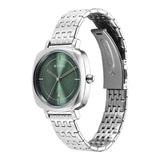 Titan Shaped Cases Women's Watch Green Dial With Silver Stainless Steel Band, 2730SM01