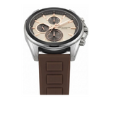 Lee Cooper Men's Multifunction Watch with Grey Dial and Brown Silicone Band, LC08387.362