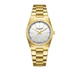 Lee Cooper Women's Analog Watch with Silver Dial and Gold Stainless Steel Band, LC08375.130