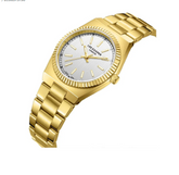 Lee Cooper Women's Analog Watch with Silver Dial and Gold Stainless Steel Band, LC08375.130