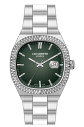 Lee Cooper Men's Date Analog Watch with Green Dial and Stainless Steel Band, LC08352.370