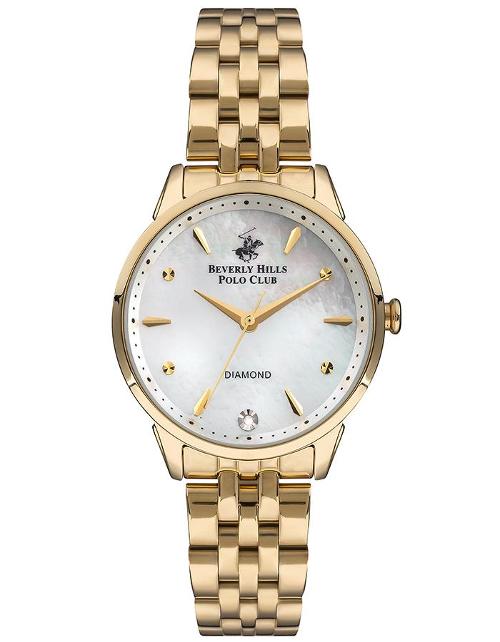 Beverly Hills Polo Club Women's Watch, Analog, White Dial, Gold Stainless Steel Strap, BP3293X.120