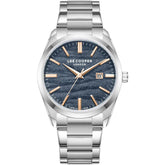 Lee Cooper Men's Analog Watch Dark Blue Dial With Silver Metal Band,LC08231.300