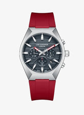 Lee Cooper Men's Multifunction Watch with Grey Dial and Red Silicone Band, LC08388.398