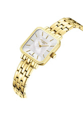Lee Cooper Women's Analog Watch with White Mother Of Pearl Dial and Gold Stainless Steel Band, LC08380.130