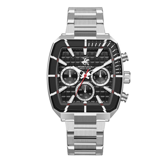 Beverly Hills Polo Club, Men's, Analog Watch, Black Dial, with Stainless Steel Band, BH-BP3658X.350