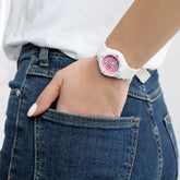 Casio Women's Watch Analog, Pink Dial White Resin Strap, LRW-200H-4CVDF