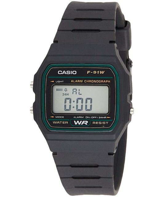 Casio men analog watch, black dial with comfortable strap, model CS-F-91W-3DG, Bahrain