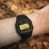 Casio, Unisex Watch Vintage Collection Digital, Black Dial Black Resin Band, F-91WG-9QDF