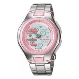 Casio, Women's Watch Analog-Digital, Pink Dial Silver Stainless Band, LCF-10D-4AVDR