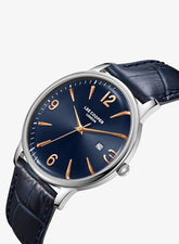 Lee Cooper Men's Analog Watch with Dark Blue Dial and Dark Blue Leather Band, LC08379.399