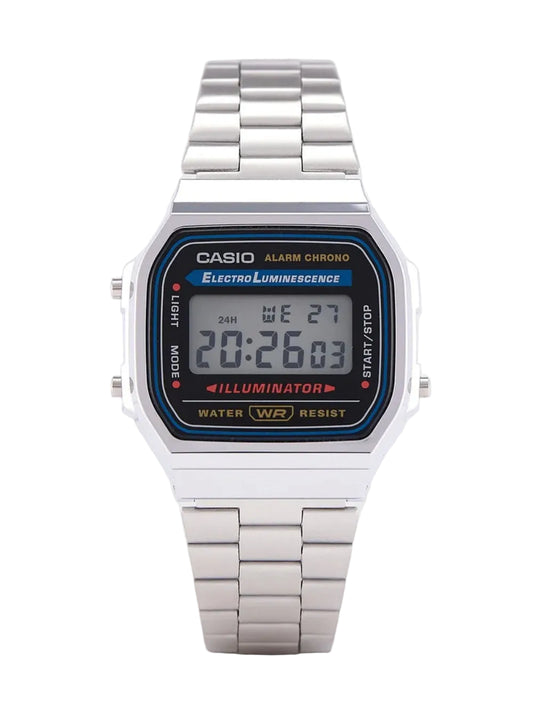 Casio Men's Watch Vintage Collection Digital, Grey Dial Silver Stainless Steel Strap, A168WA-1WDF product image