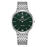 Beverly Hills Polo Club Slim Tech 5 Men's Watch Analog Green Dial with Silver Stainless Steel Band, BP3776X.370