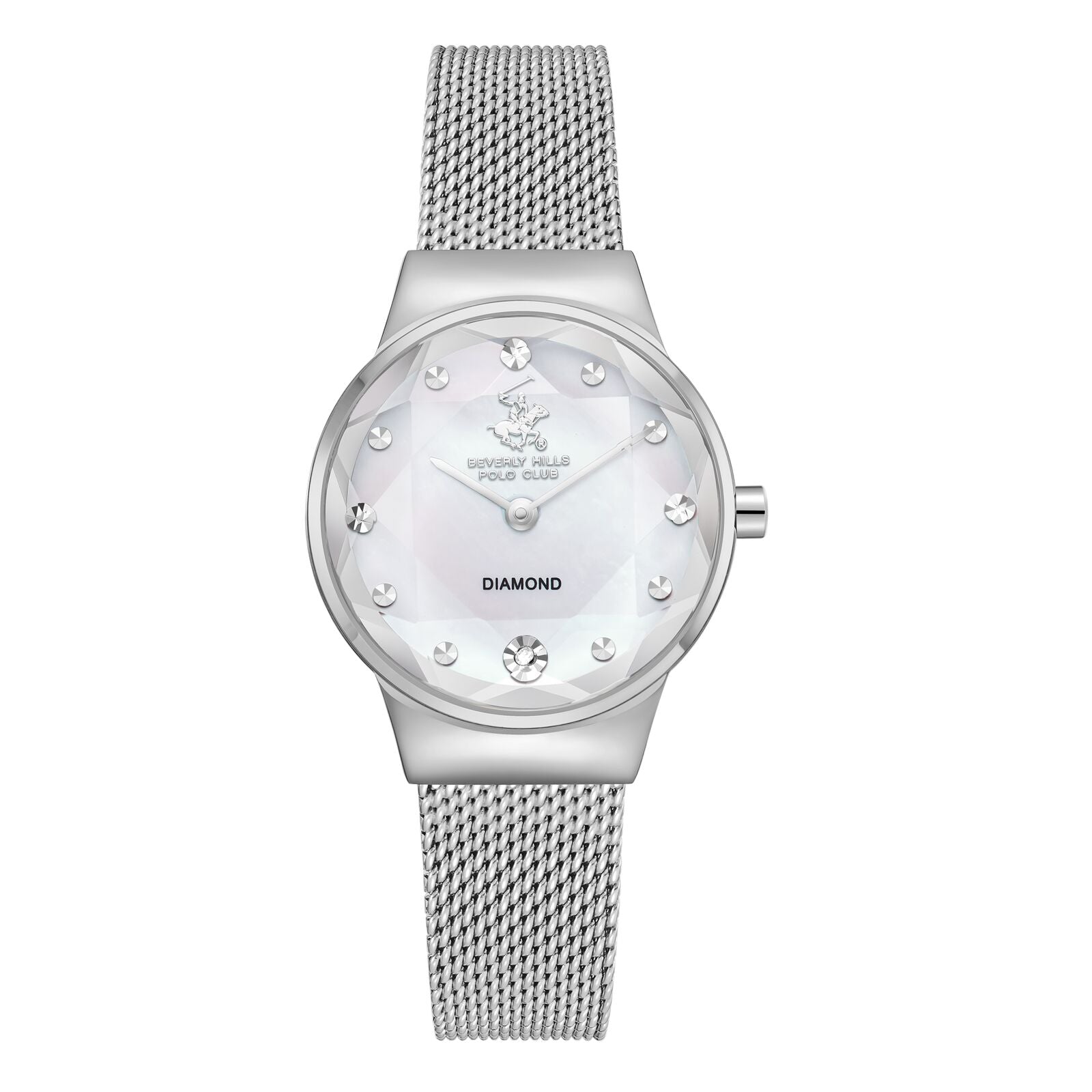 Beverly Hills Polo Club Women's Watch Analog Mother of Pearl Dial with Silver Mesh Band, BP3768X.320
