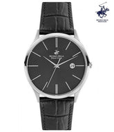 Beverly Hills Polo Club Men's Watch, Analog, Black Dial, Black Leather Strap, BP3045X.351