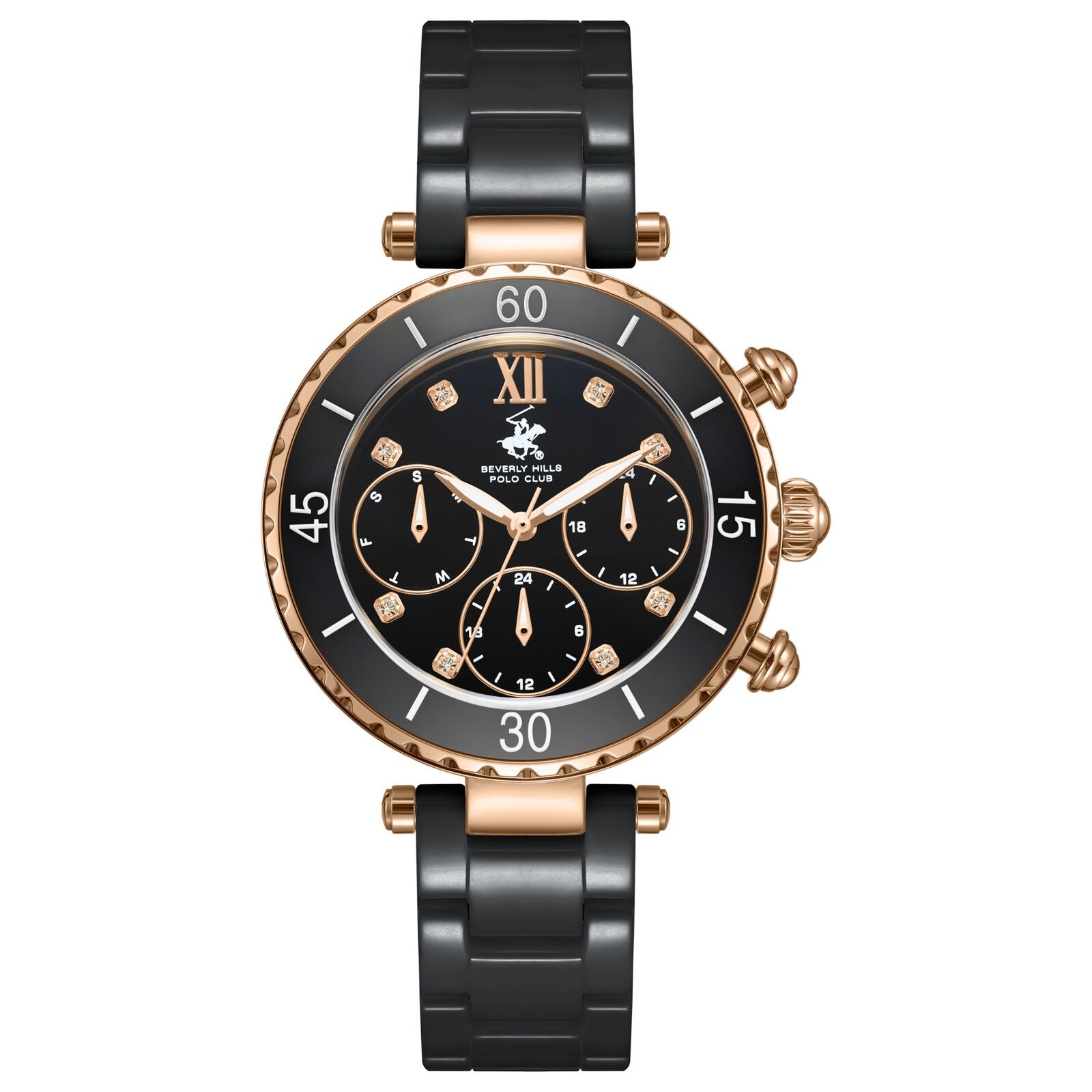 Beverly Hills Polo Club Women's Watch Analog Black Dial with Black Stainless Steel Band, BP3774X.450