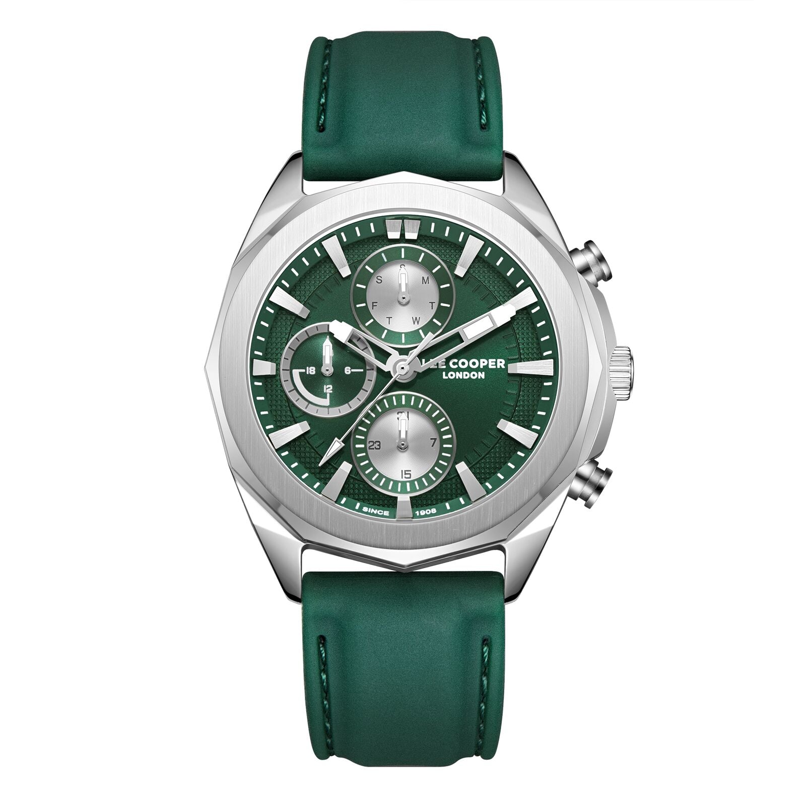 Lee Cooper, Men's, Analog Watch, Green Dial, with Leather Band, LE-LC07990.377