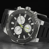 Quantum Men's Chronograph Watch Black Dial Black Silicone Band, HNG1232.351